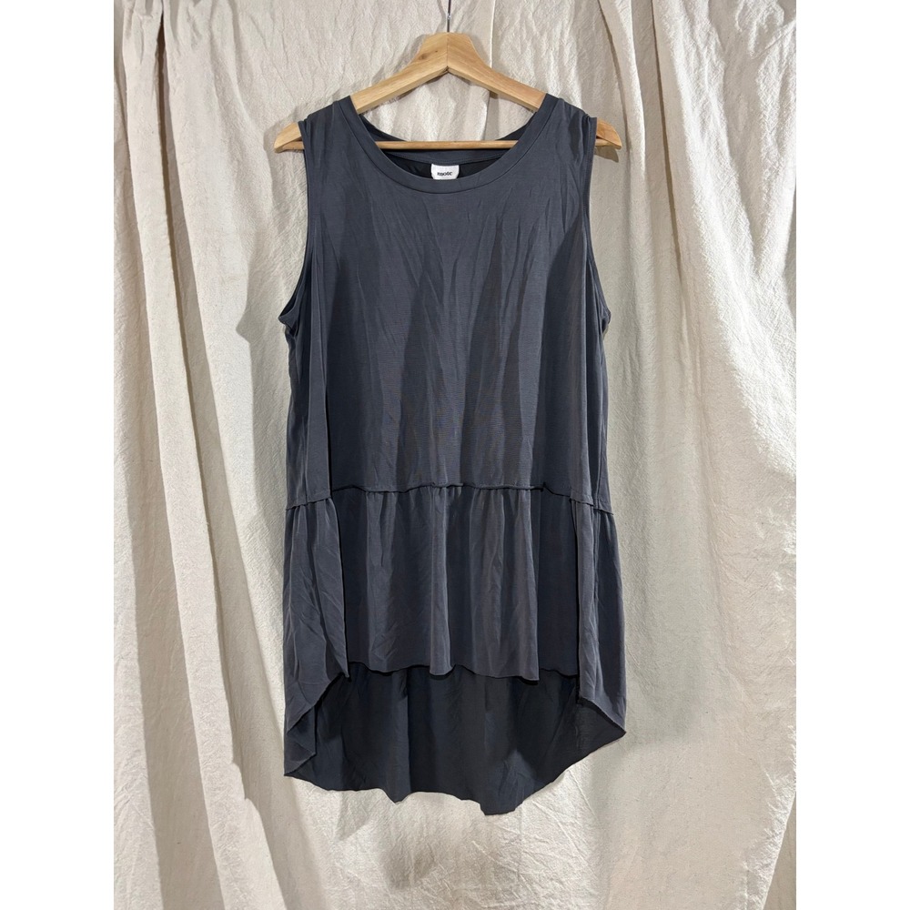 Mote Womens XL Charcoal Grey Lagenlook Sleeveless Tiered High Low Tank Top